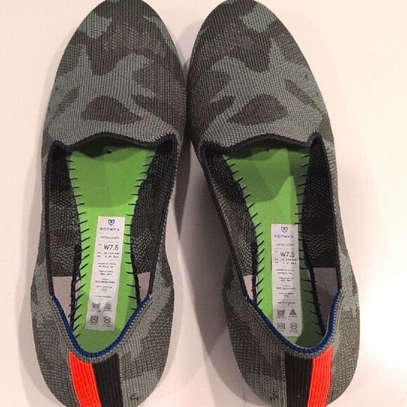 Rothy's The Loafer Olive Camo Slip On Flats Size 7.5 - Picture 4 of 10